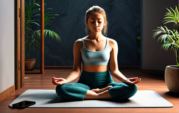 A person meditating peacefully in a quiet space, blocking out digital distractions like a smartphone, promoting digital detox and mental well-being.